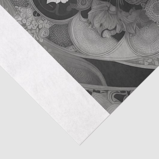 Kat in Tattoo stijl -Decoupage- Tissuepapier (Detail)