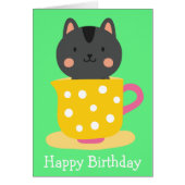 Kat in teacup-cartoon op munt (Voorkant)