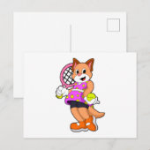 Kat in Tennis met Tennis racket Briefkaart (Voorkant / Achterkant)