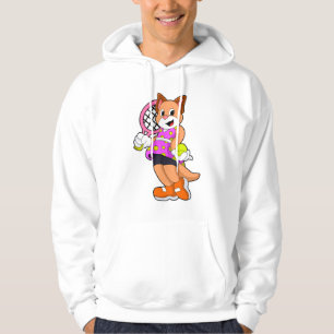 Kat in Tennis met Tennis racket Hoodie
