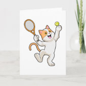 Kat in Tennis met Tennis racket Kaart (Voorkant)