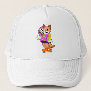 Kat in Tennis met Tennis racket Trucker Pet