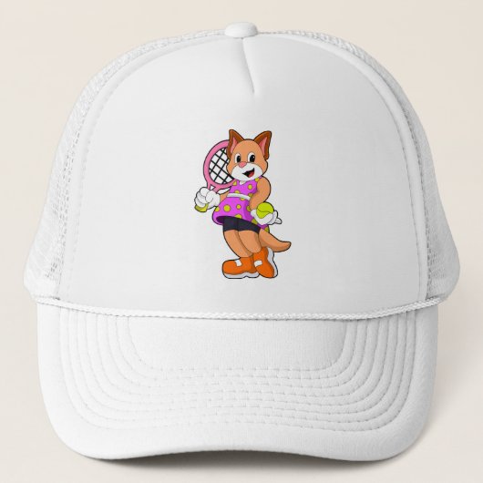 Kat in Tennis met Tennis racket Trucker Pet (Voorkant)