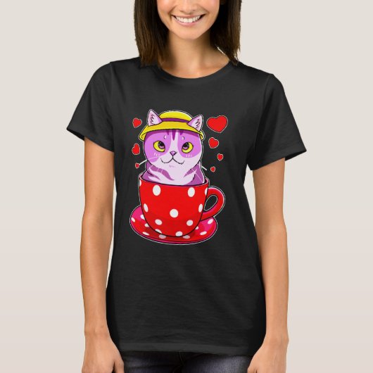 Kat In Theekop Kitten T-shirt (Voorkant)