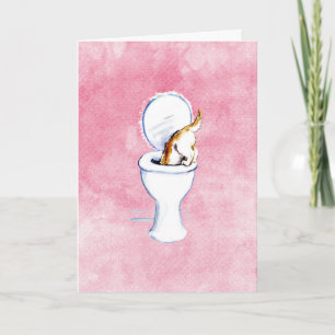 Kat in toilet Fun Thinking of You Card Kaart