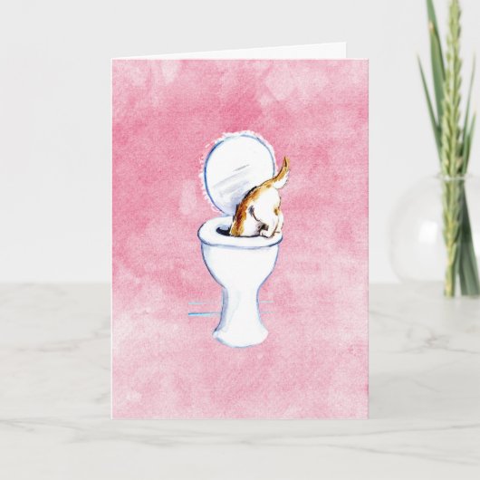 Kat in Toilet Plezier Denken aan je Kaart (Voorkant)
