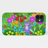 Kat in tuinbouwkundige kunstbloemen Case-Mate iPhone case (Achterkant (horizontaal))