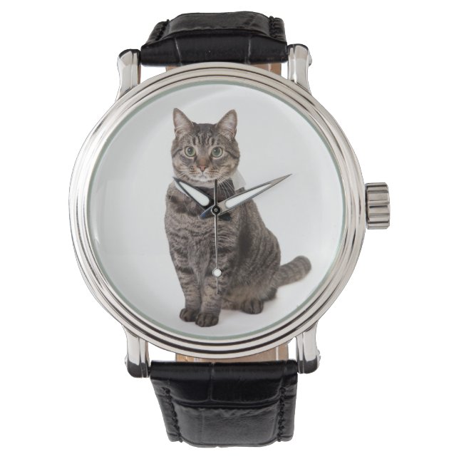 Kat in Tuxedo Horloge (Voorkant)