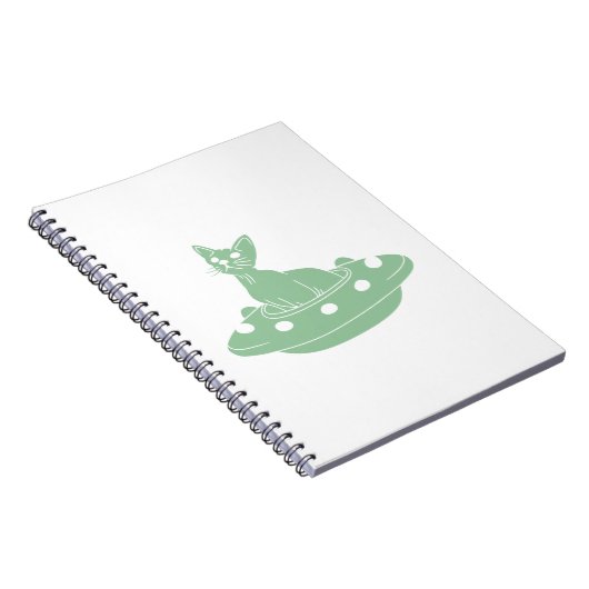 Kat in Ufo - Kies achtergrondkleur Notitieboek (Rechterzijde)