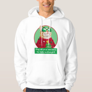 Kat in Ugly kerstSweater Hoodie