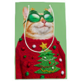 Kat in Ugly kerstSweater Medium Cadeauzakje (Voorkant)