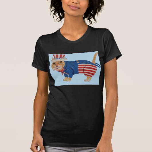 Kat in Uncle Sam-pak T-shirt (Voorkant)