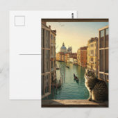 Kat in Venetië Italië Reizen Souvenir Schilderen Briefkaart (Voorkant / Achterkant)