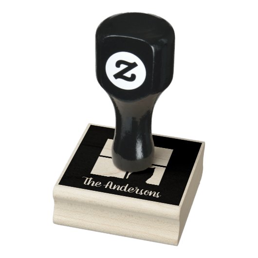 Kat in Venster Eenvoudig Modern Script Naam Schatt Rubberstempel (Stempel)