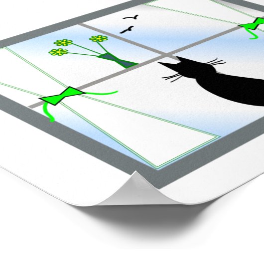 kat in venster Gail' Poster (Hoek)