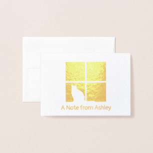 Kat in venster Modern Uniek "Een notitie van" gevo Folie Kaarten