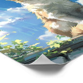 Kat in venster poster (Hoek)