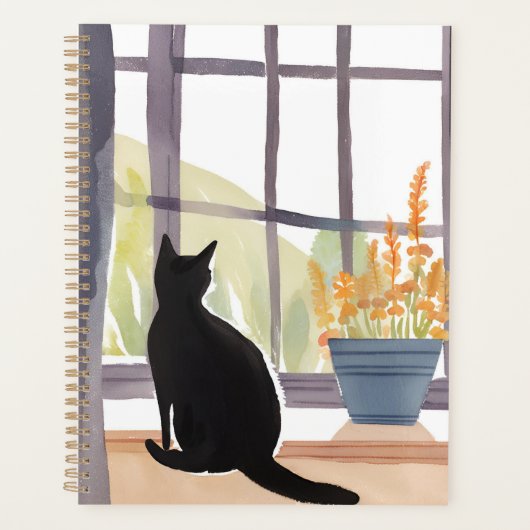 Kat in vensterbank | Silhouette Watercolor Planner (Voorkant)