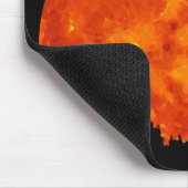 Kat in volledig oranje maan muismat (Hoek)