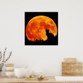 Kat in volledig oranje maan poster (Keuken)