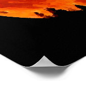 Kat in volledig oranje maan poster (Hoek)