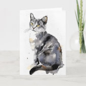 Kat in Waterverven Kaart (Voorkant)