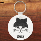 Kat in Wol Pet - Aangepast geluid Sleutelhanger (Voorkant)