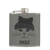 Kat in wollen Pet Heupfles (Voorkant)