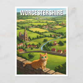 Kat in Worcestershire Engeland Reizen Briefkaart