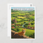 Kat in Worcestershire Engeland Reizen Briefkaart (Voorkant / Achterkant)
