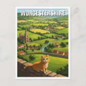 Kat in Worcestershire Engeland Reizen Briefkaart (Voorkant)