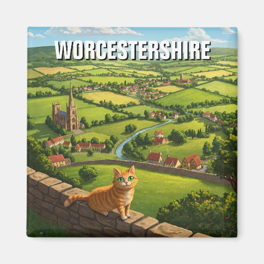 Kat in Worcestershire Engeland Reizen Magneet (Voorkant)