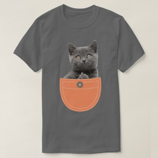 Kat in zakje met de vinger t-shirt (Design voorkant)