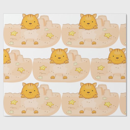 Kat in zand cadeaupapier (Vlak)