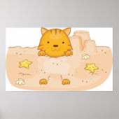Kat in zand poster (Voorkant)