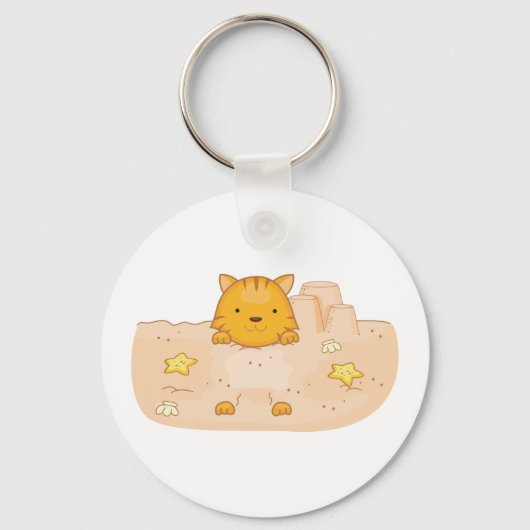 Kat in zand sleutelhanger (Voorkant)