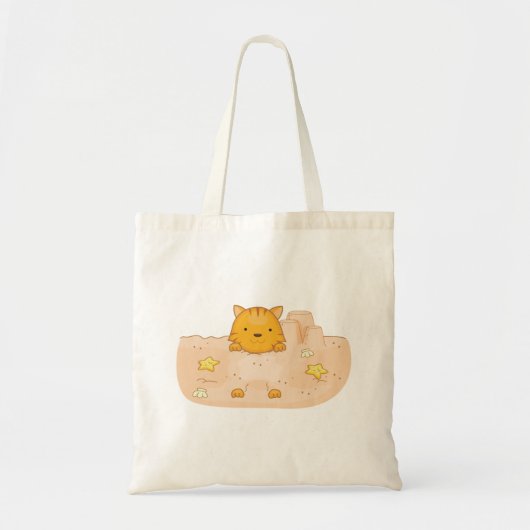 Kat in zand tote bag (Voorkant)