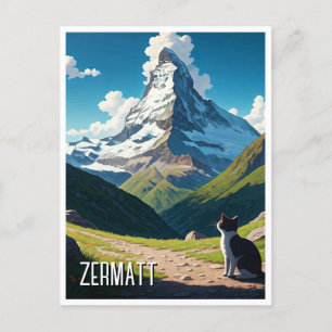 Kat in Zermatt Zwitserland Matterhorn Briefkaart