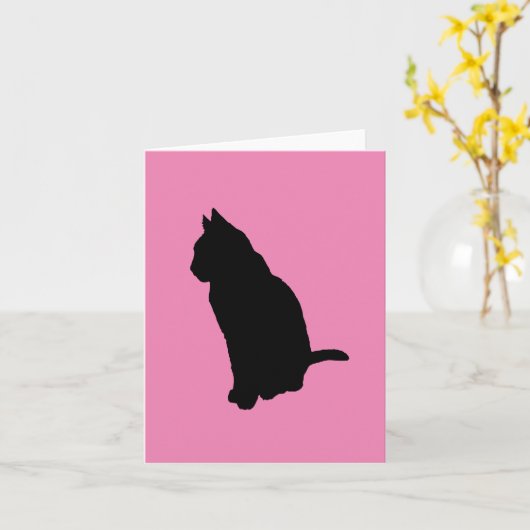 Kat in zittende positie silhouet vector uitgesnede kaart (Gele Bloem)