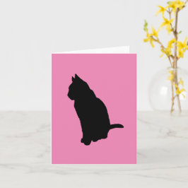 Kat in zittende positie silhouet vector uitgesnede kaart