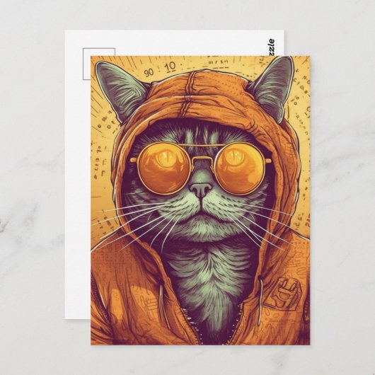 Kat in zonnebril briefkaart (Voorkant / Achterkant)