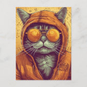Kat in zonnebril briefkaart (Voorkant)