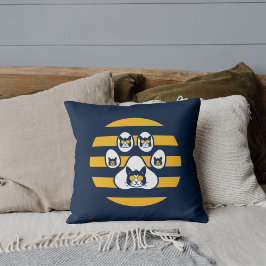 Kat in zonnebril op  Sunset Paws Gold Navy Kussen