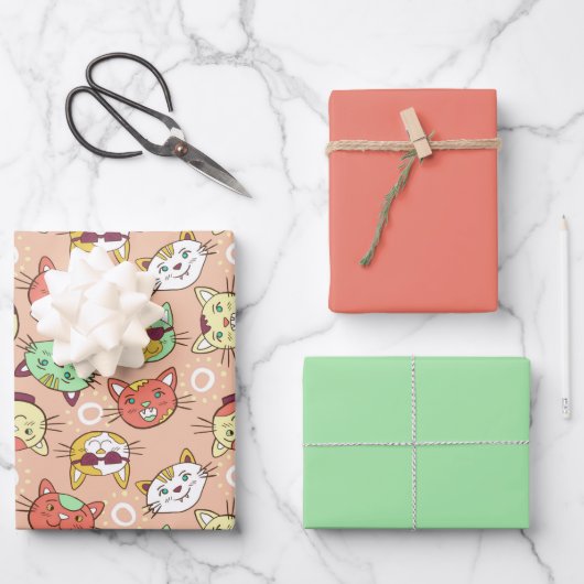 Kat in zonnebrillen inpakpapier vel (Voorkant)