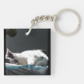 Kat in zonnevlek Niet storen Sleutelhanger (Achterkant)