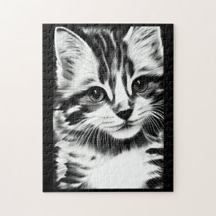 Kat in zwart-wit kat legpuzzel