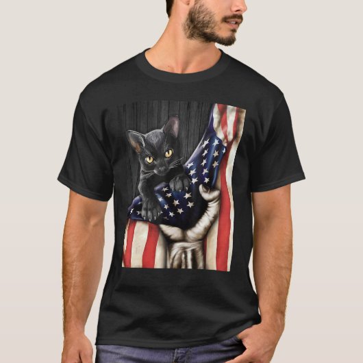 Kat Inside American Flag Patriotic T-shirt (Voorkant)