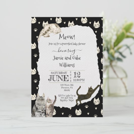 Kat Invitatie Kaart (Staand voorkant)