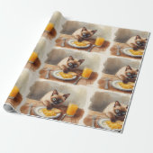 Kat is aan het ontbijten cadeaupapier (Uitgerold)