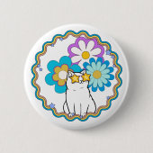 Kat is een ster ronde button 5,7 cm (Voorkant)
